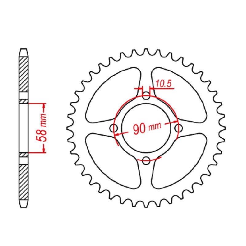 SPROCKET REAR MTX 1221 44T #428