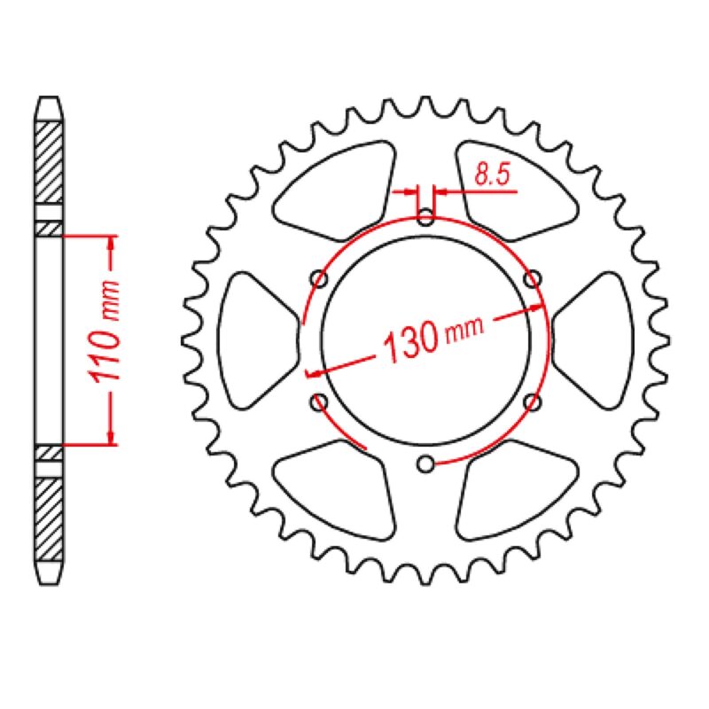 SPROCKET REAR MTX 1977 48T #520