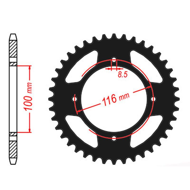 SPROCKET REAR MTX ZERO Aluminium 461 53T 420 BLK