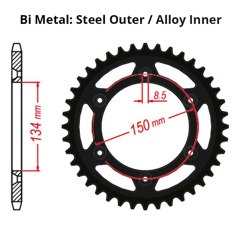 SPROCKET REAR MTX RAPTOR BI METAL 460 48T #520 BLK