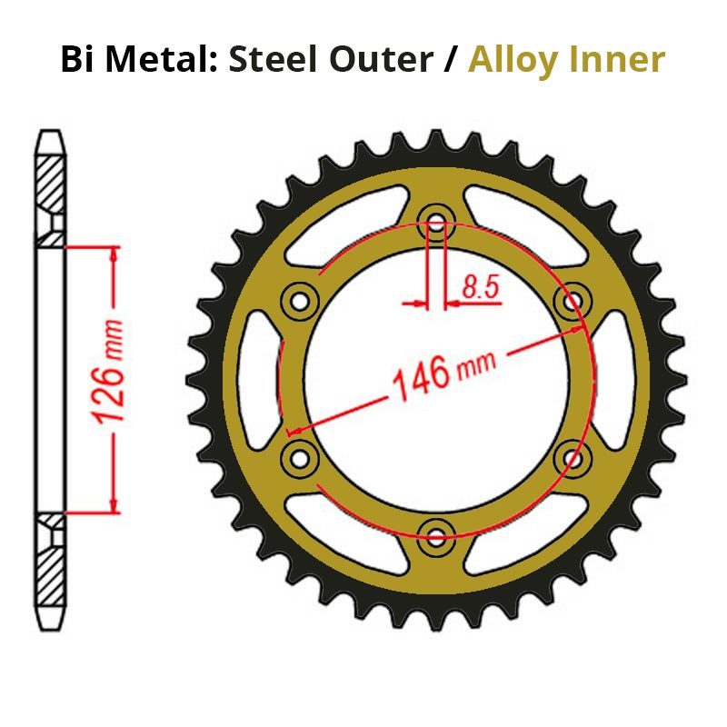 SPROCKET REAR MTX RAPTOR BI METAL 808 50T #520